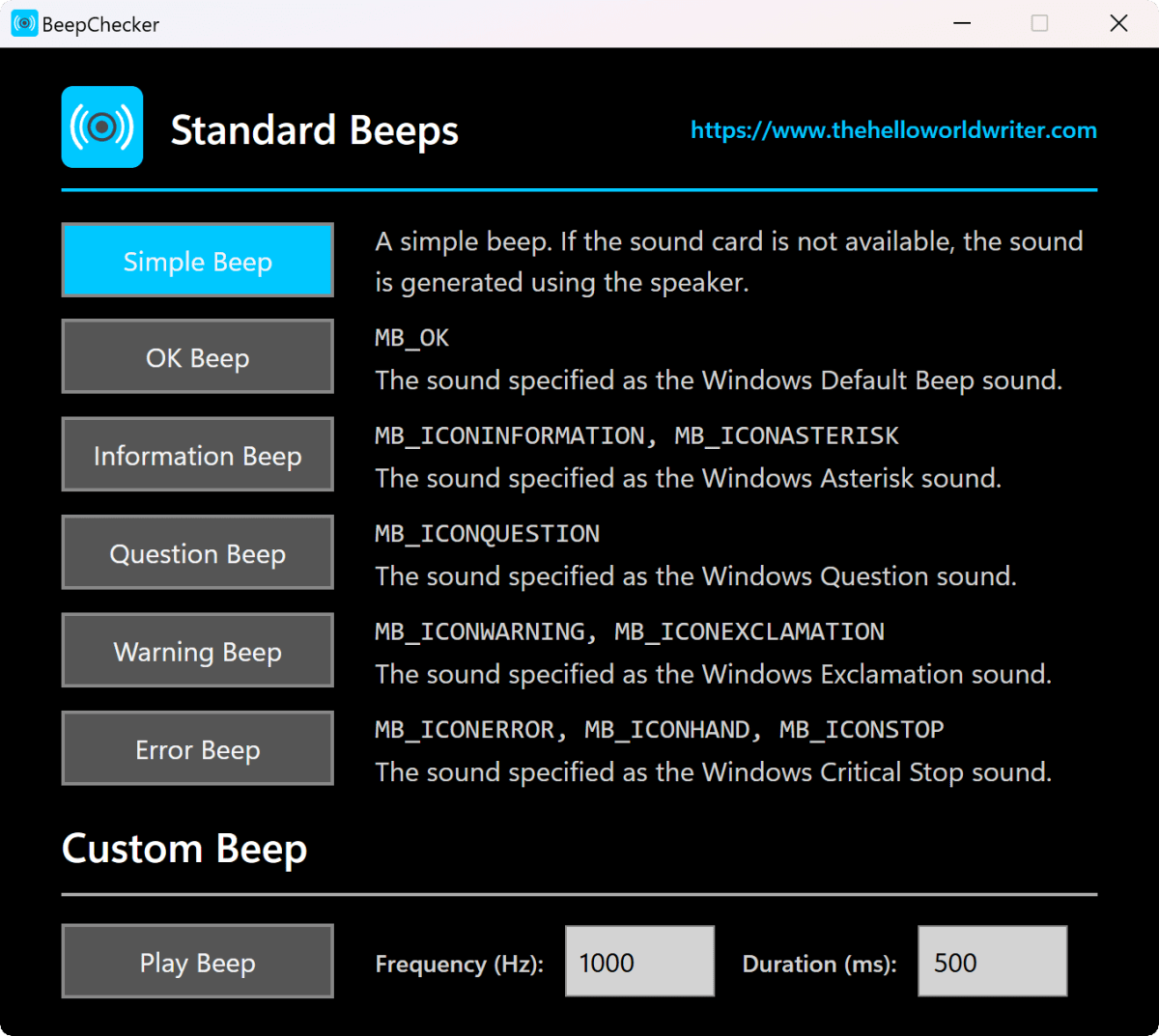 BeepChecker screenshot